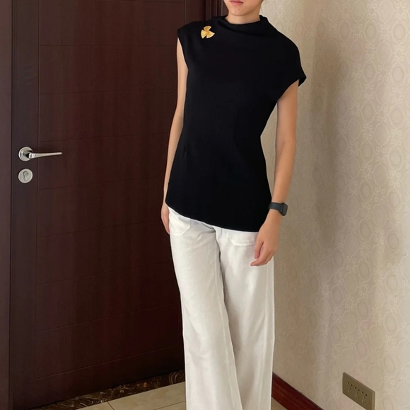 New Zara Gold Button Draped Top - 8513/521 - Picture 9 of 12